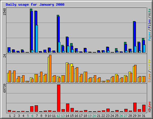 Daily usage for January 2008