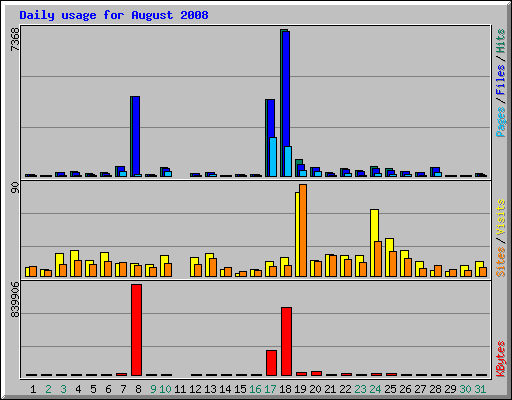 Daily usage for August 2008