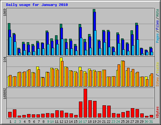 Daily usage for January 2010