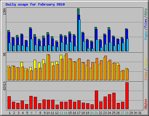 Daily usage for February 2010