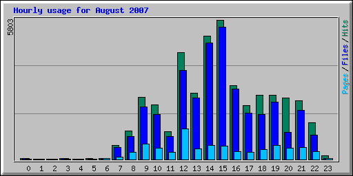 Hourly usage for August 2007