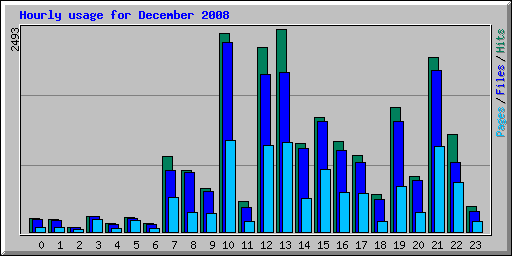 Hourly usage for December 2008